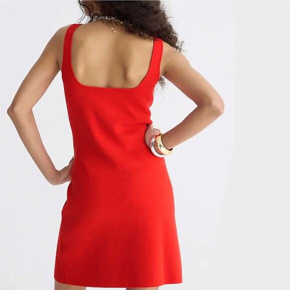 J. CREW Square Neck Mini Sweater Dress in Belvedere Red Sz XS {3A24} - Picture 2 of 5